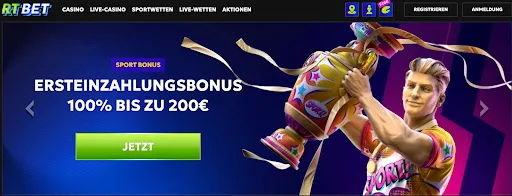 Jetzt den 100 % Sport Willkommensbonus bei RTBet sichern RTBet – Sport Bonus 100 % bis zu 200 € für die erste Einzahlung